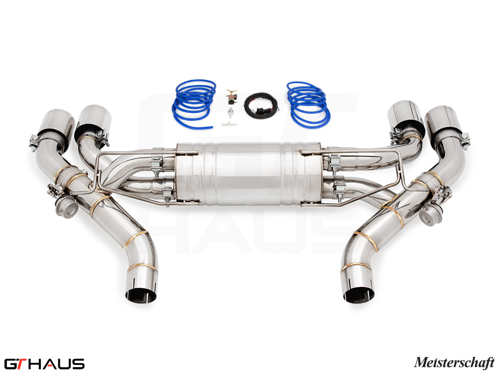 Premium exhaust system for BMW G90 M5 Sedan and G99 M5 Wagon, featuring stainless steel construction and electronic valve control.