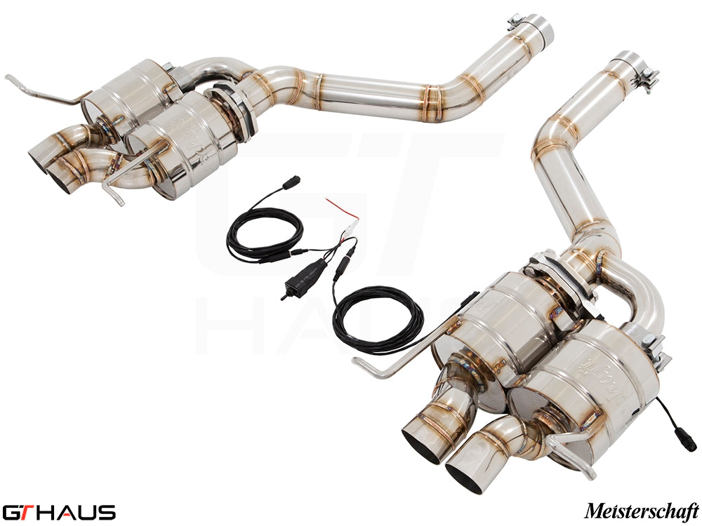 Premium exhaust system for Bentley Continental GT Speed, featuring dual electronic valves and stainless steel construction.