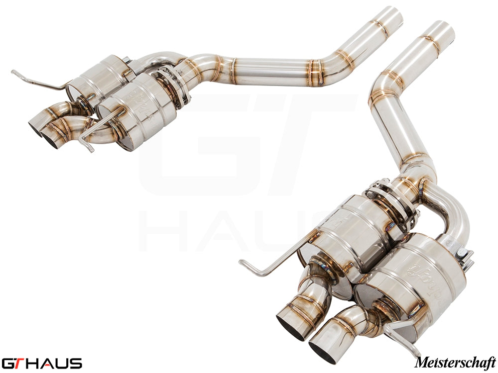 Premium Meisterschaft exhaust system for Bentley Continental GT V8/V8s/W12, featuring stainless steel construction and enhanced performance.