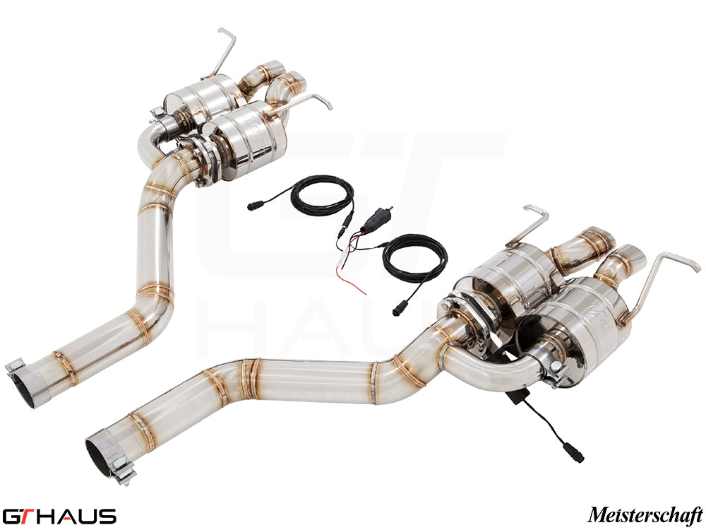 Premium exhaust system for Bentley Continental GT Speed V8/W12, featuring stainless steel construction and electronic valve control.