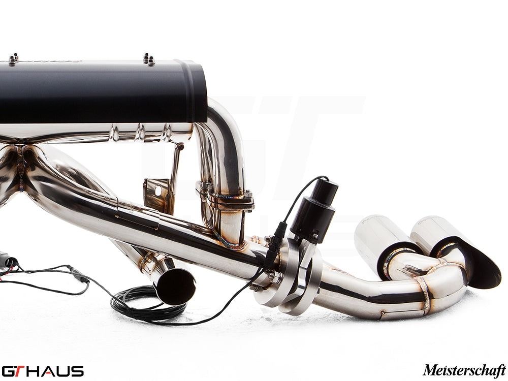 Premium exhaust system for Ferrari F430 Coupe/Spider, featuring stainless steel construction and electronic valve control.
