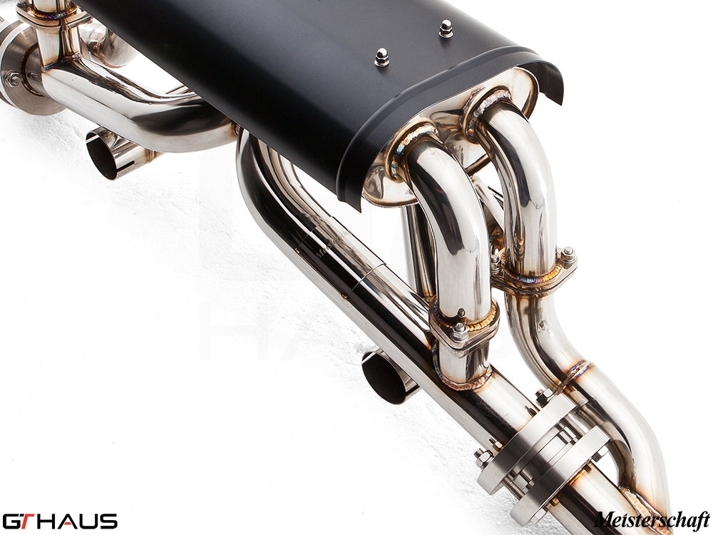 Premium exhaust system for Ferrari F430 Coupe/Spider, featuring polished stainless steel construction and advanced design.