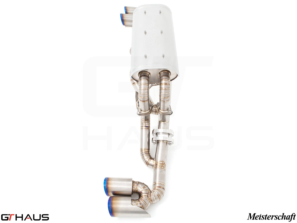 Premium exhaust system for Ferrari F430 Coupe/Spider, featuring stainless steel construction and polished finish.