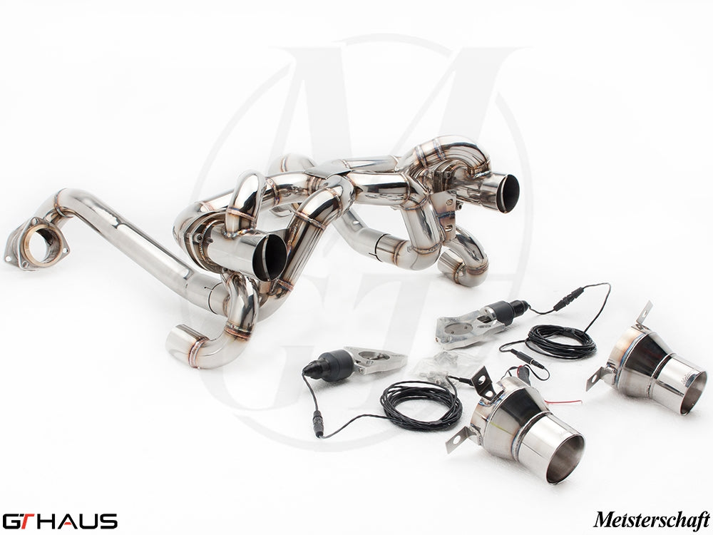 Premium exhaust system for Ferrari F430 Scuderia Coupe, featuring stainless steel construction and electronic valve control.