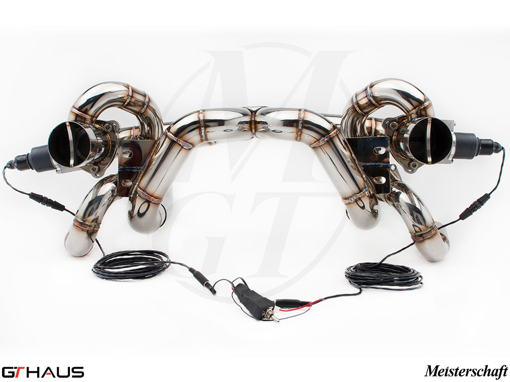 Premium exhaust system for Ferrari F430 Scuderia Coupe, featuring stainless steel construction and electronic valve control.