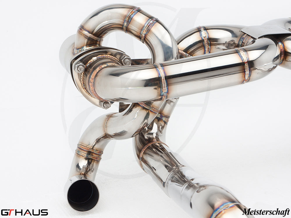 Premium stainless steel exhaust system for Ferrari F430 Scuderia Coupe, showcasing precision craftsmanship and performance.