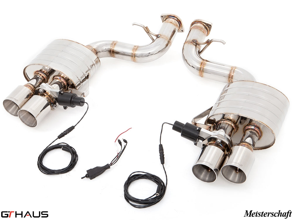 Premium exhaust system for Ferrari F599 GTB/GTO V12 Coupe, featuring stainless steel construction and electronic valve control.