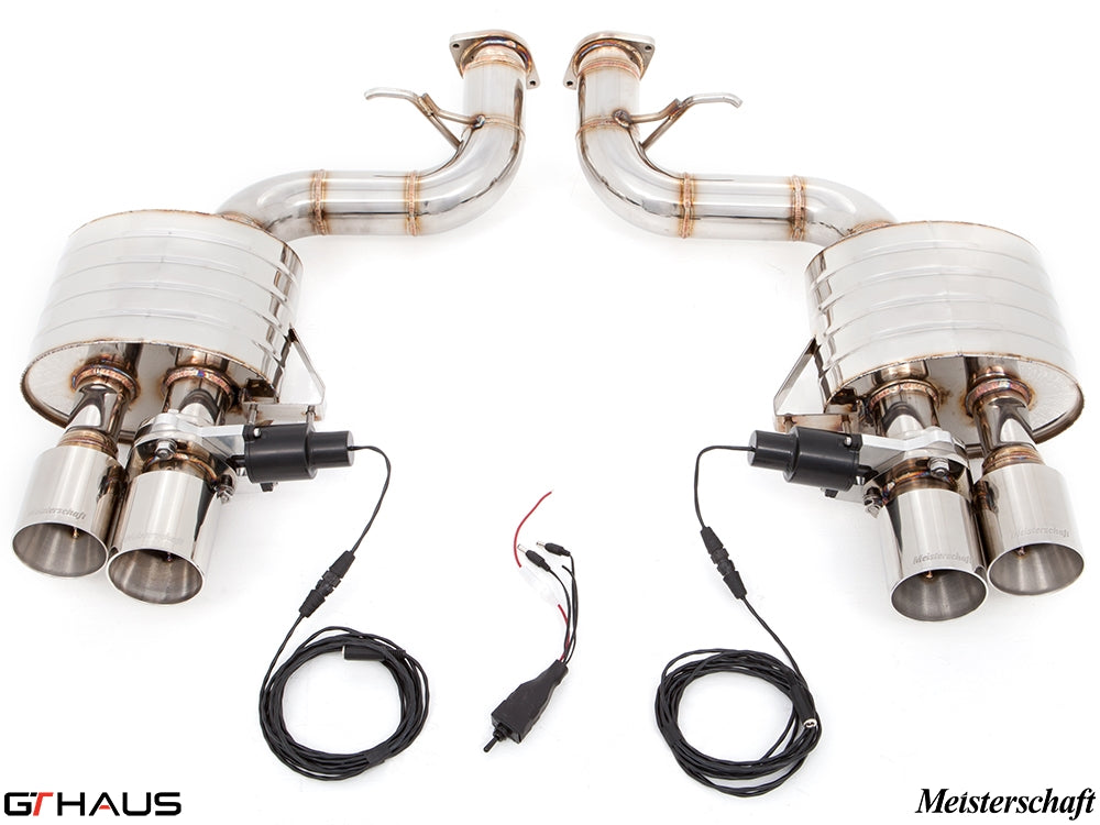 Premium exhaust system for Ferrari F599 GTB/GTO V12 Coupe, featuring stainless steel construction and electronic valve control.
