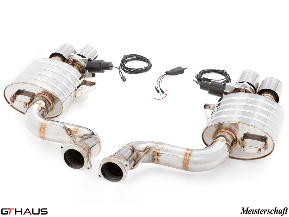 Premium exhaust system for Ferrari F599 GTB/GTO V12 Coupe, featuring stainless steel construction and electronic valve control.