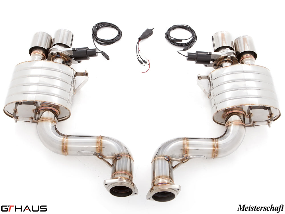 Premium exhaust system for Ferrari F599 GTB/GTO V12 Coupe, featuring stainless steel construction and electronic valve control.