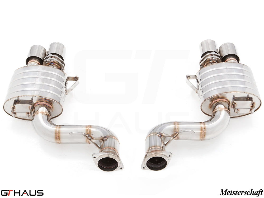 Premium Meisterschaft exhaust system for Ferrari F599 GTB/GTO V12 Coupe, featuring stainless steel construction and performance design.