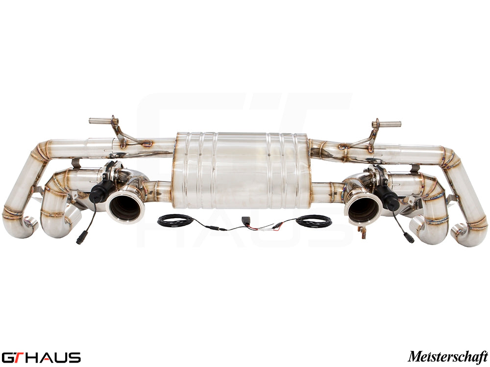 Premium exhaust system for Lamborghini Huracan LP610-4 Coupe, featuring stainless steel construction and electronic valve control.