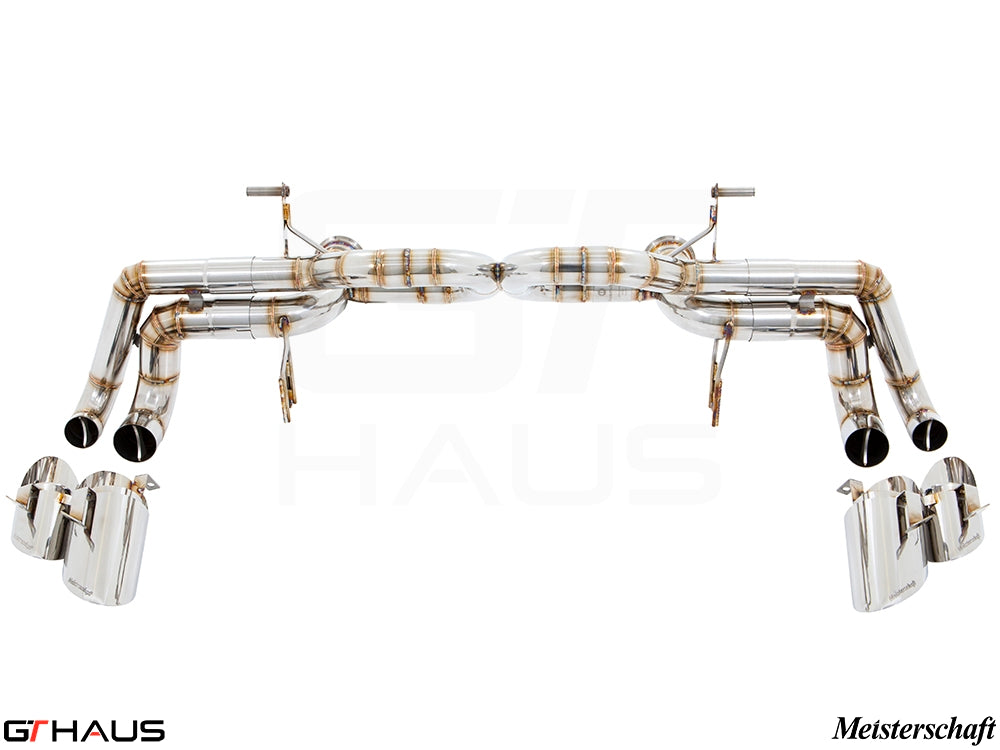 Premium Meisterschaft exhaust system for Lamborghini Huracan LP610-4 Coupe, featuring stainless steel construction and performance design.