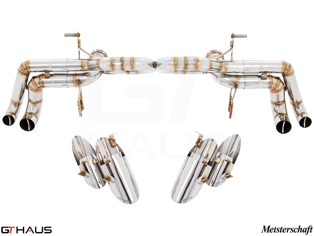 Premium exhaust system for Lamborghini Huracan LP610-4 Coupe, featuring stainless steel construction and electronic valve control.