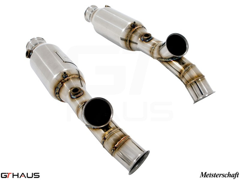 Premium sport catted pipes for 2006 Lamborghini Murcielago LP620 SR, enhancing performance with a sleek stainless steel design.