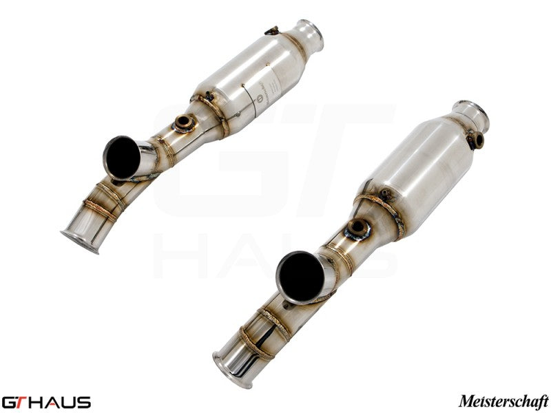 Premium sport catted pipes for Lamborghini Murcielago LP640, enhancing performance with a sleek stainless steel design.