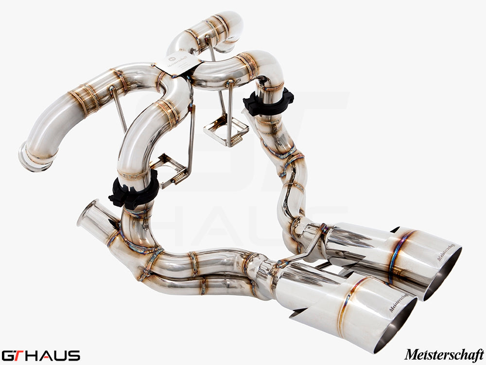Premium exhaust system for Lamborghini Murcielago LP640 V12, featuring stainless steel construction and electronic valve control.