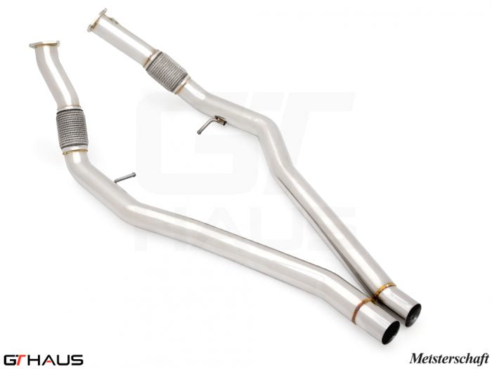 Lamborghini Urus V8 4.0T 2019+ front resonator delete pipes for V8 turbo models, crafted from high-quality stainless steel.