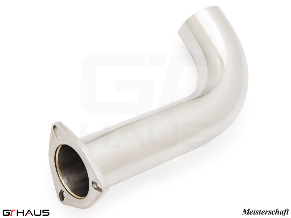 Lotus Emira 2022+ full cat-back OPF delete pipe, featuring a polished stainless steel design for enhanced performance.
