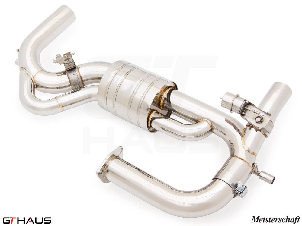 Premium stainless steel exhaust system for Lotus Emira I4 2.0T, featuring advanced valve control for enhanced performance.