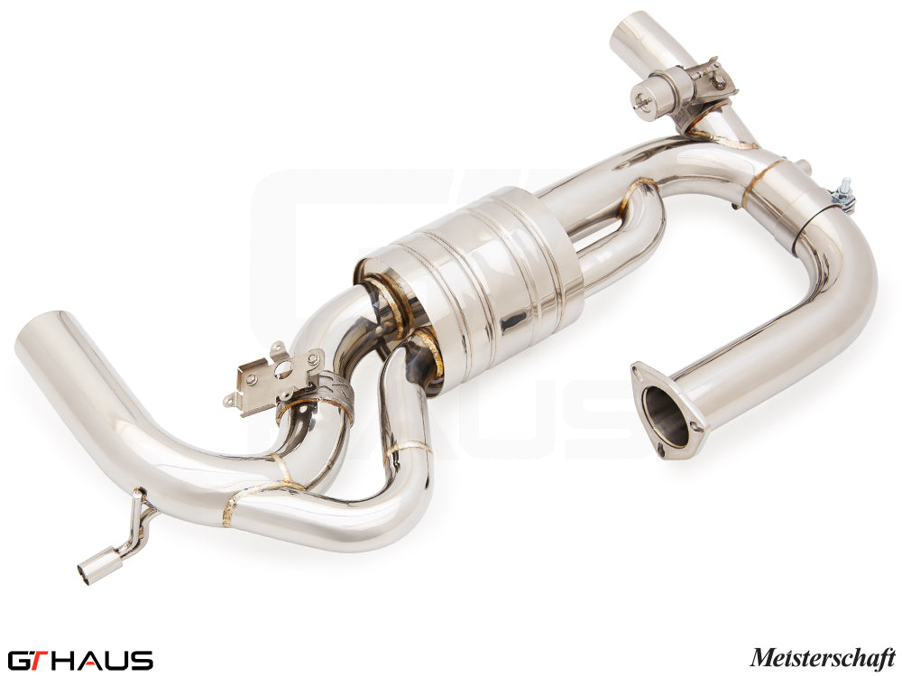 Premium exhaust system for Lotus Emira I4 2.0T, featuring stainless steel construction and electronic valve control.