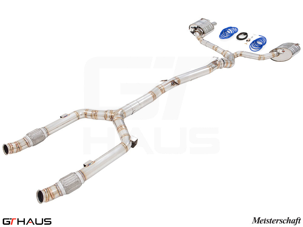 Premium exhaust system for Mercedes-Benz A205 C-convertible C400/450/43 AMG, featuring stainless steel construction and electronic valve control.