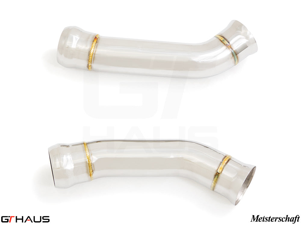 Mercedes-Benz A205 C-convertible 2016-2018 downpipe featuring a secondary cat-delete design for enhanced performance.