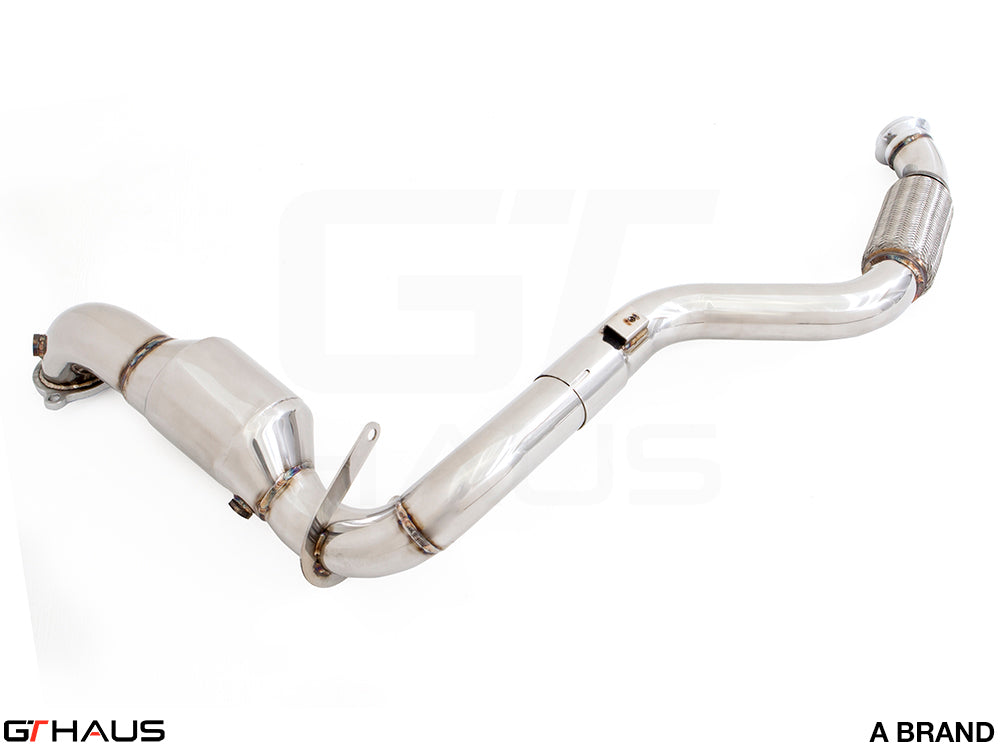 Premium down pipes for Mercedes-Benz C117 CLA 45 AMG 2014-2019, featuring 400 CEL sport cats for enhanced performance.