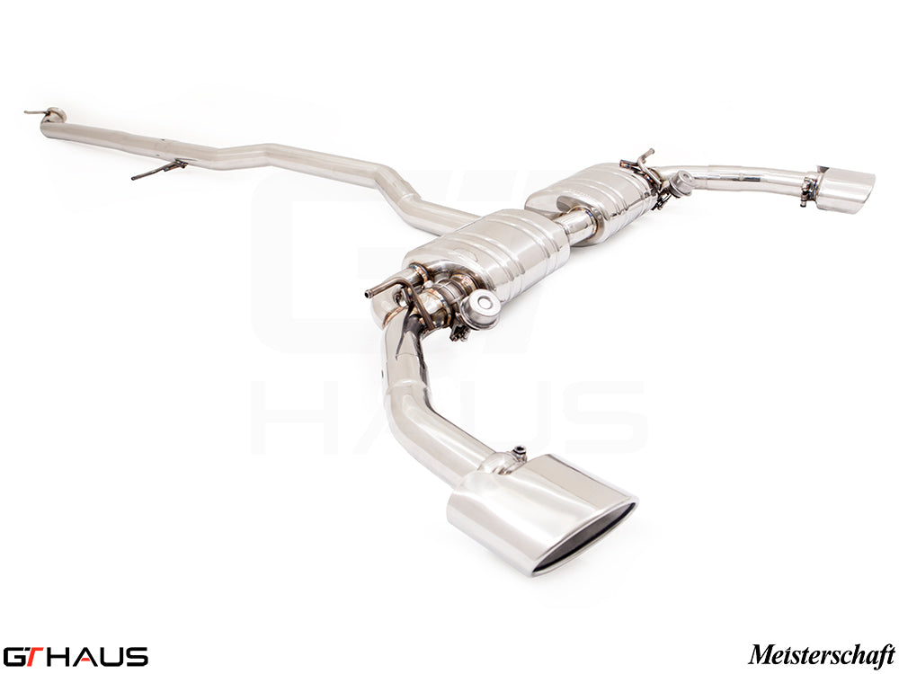 Premium stainless steel exhaust system for Mercedes-Benz C117 CLA 45 AMG and CLA250, enhancing performance and sound.
