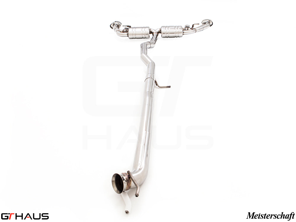 Premium performance exhaust system for Mercedes-Benz C117 CLA 45 AMG and CLA250, featuring stainless steel construction.