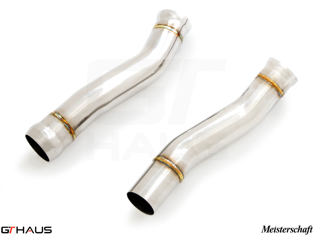 Mercedes-Benz C190 AMG GTS Coupe/Convertible 2015+ down pipe featuring secondary cat-delete, crafted from high-quality stainless steel.