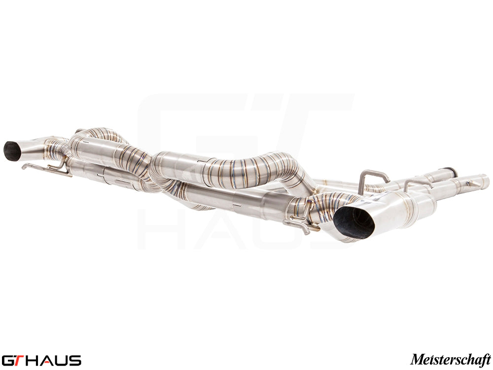 Premium Meisterschaft exhaust system for Mercedes-Benz C197 SLS Coupe/Roadster, crafted from stainless steel for enhanced performance.