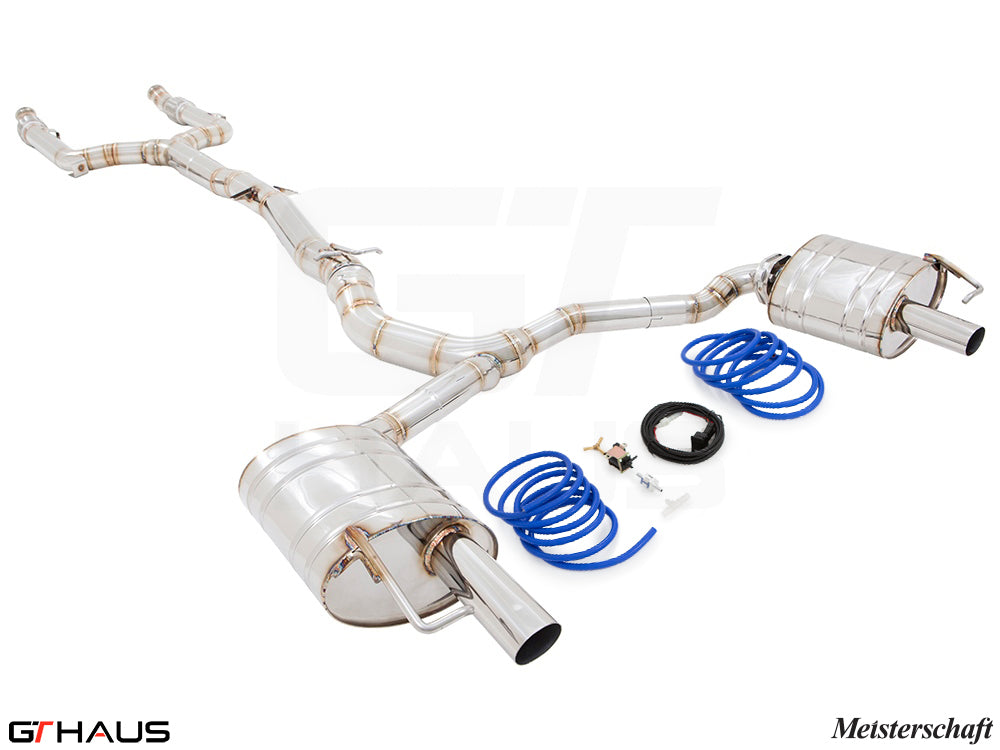 Premium exhaust system for Mercedes-Benz C205 C-Coupe C43 AMG, featuring stainless steel construction and performance design.