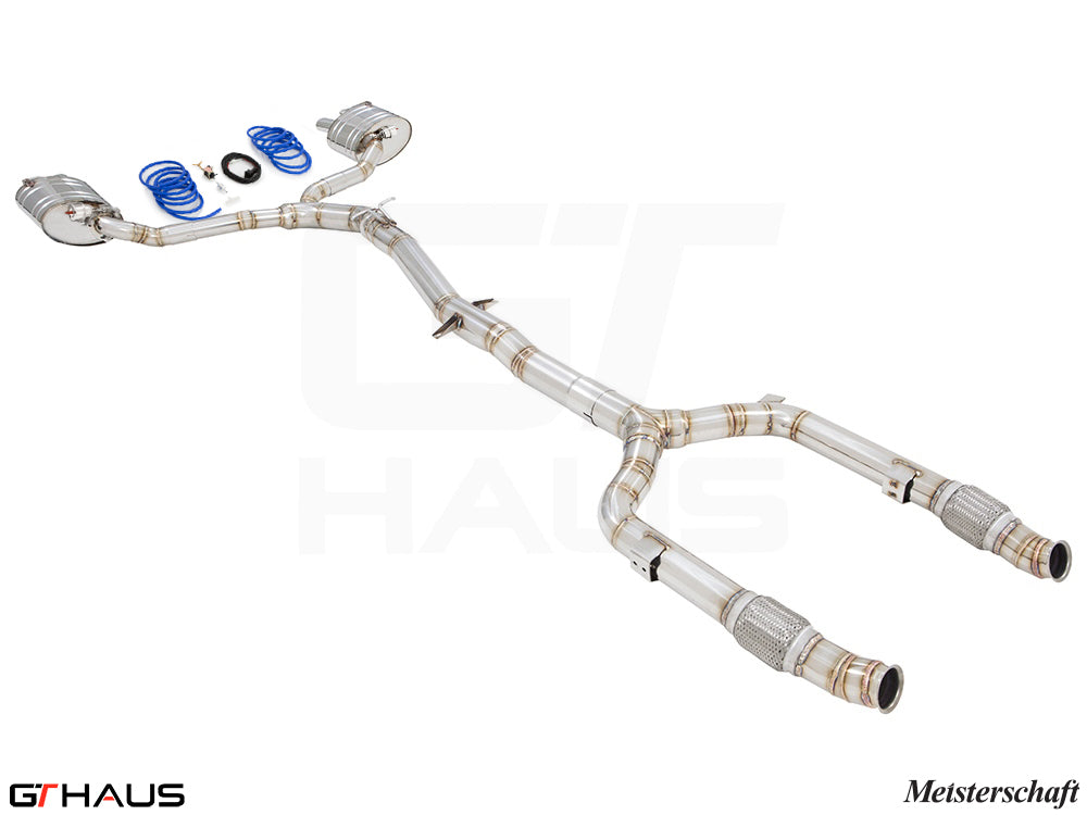 Premium performance exhaust system for Mercedes-Benz C205 C-Coupe C43 AMG, featuring stainless steel construction and enhanced sound.