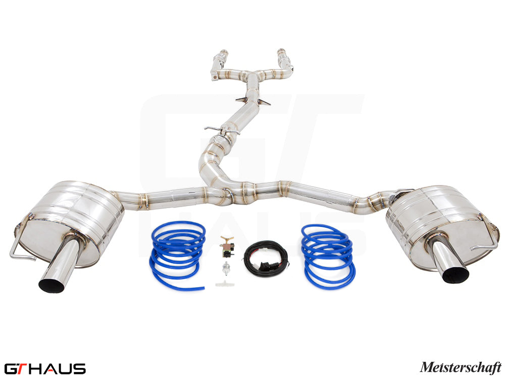 Premium exhaust system for Mercedes-Benz C205 C-Coupe C43 AMG featuring stainless steel construction and electronic valve control.