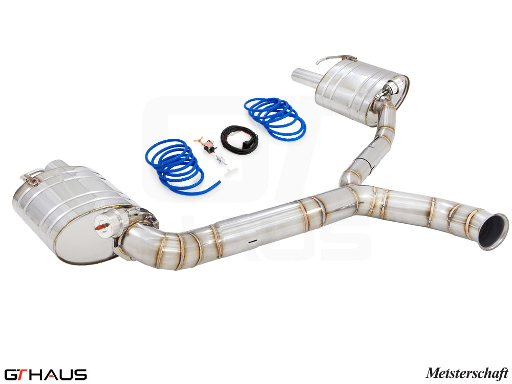 Premium exhaust system for Mercedes-Benz C205 C-Coupe C43 AMG (2017-2023) featuring stainless steel construction and performance components.