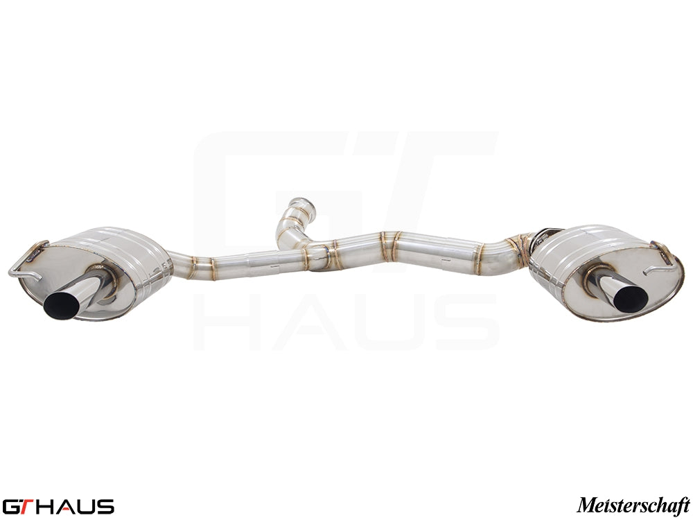 Premium exhaust system for Mercedes-Benz C205 C-Coupe C43 AMG, featuring dual tips and high-quality stainless steel construction.