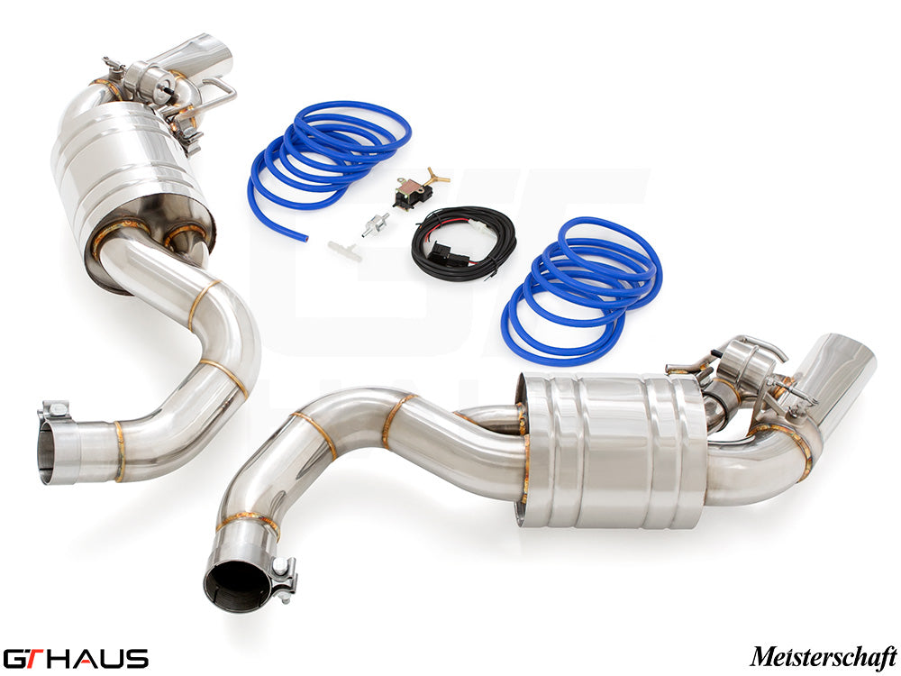 Premium performance exhaust system for Mercedes-Benz C217 S-Class Coupe S63, featuring stainless steel construction and electronic valve control.