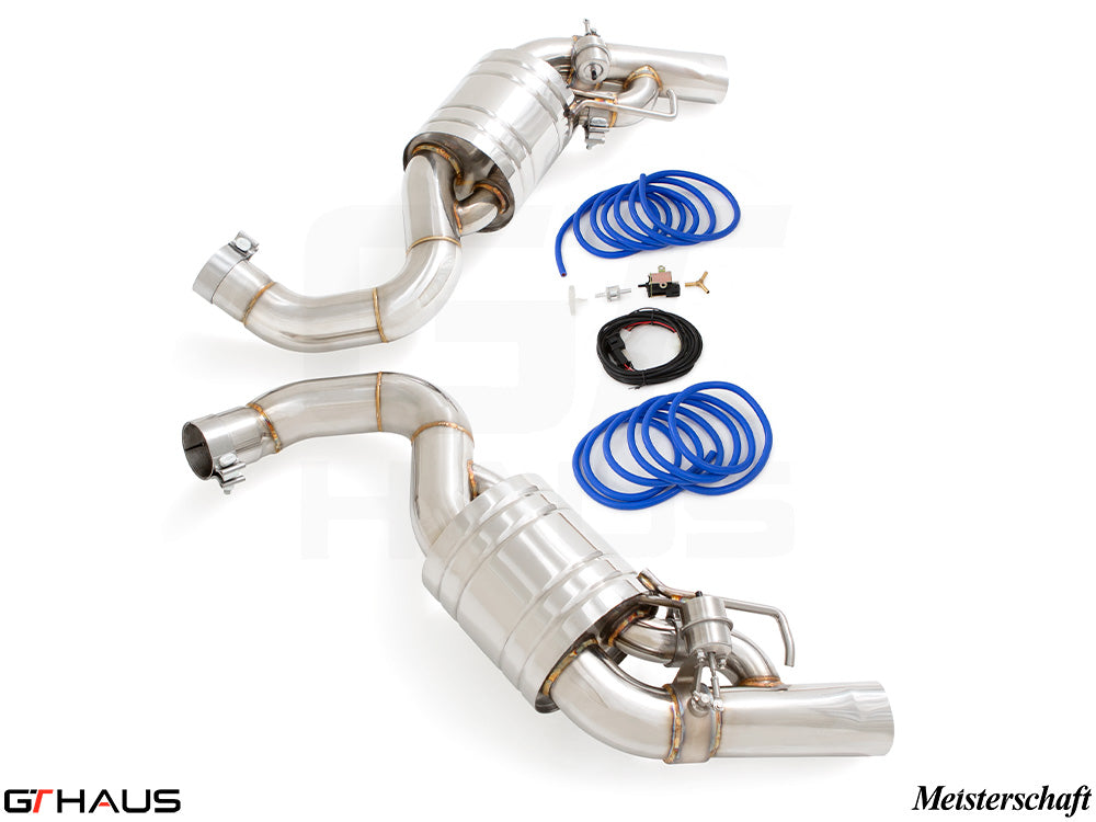 Premium performance exhaust system for Mercedes-Benz C217 S-Class Coupe S65 with V12 Bi-Turbo, featuring Meisterschaft design.