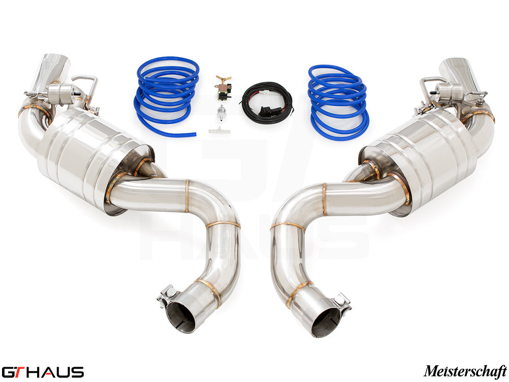 Premium performance exhaust system for Mercedes-Benz C217 S-Class Coupe S65, featuring stainless steel construction and electronic valve control.