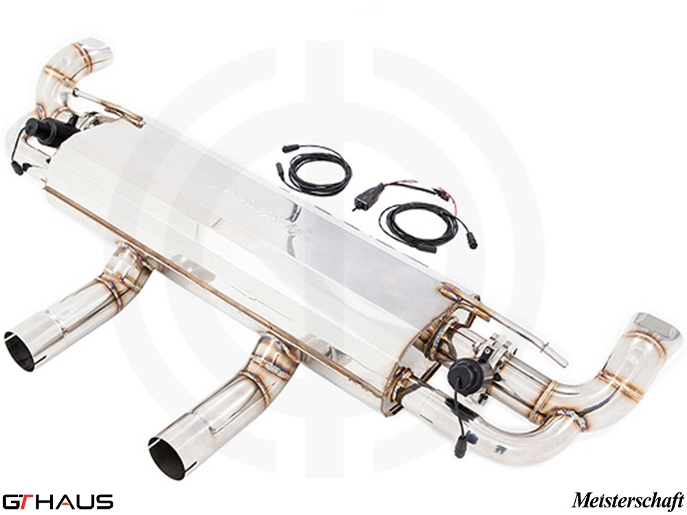 Premium Meisterschaft exhaust system for Mercedes-Benz GLE63s AMG, featuring dual tips and electronic valve control.