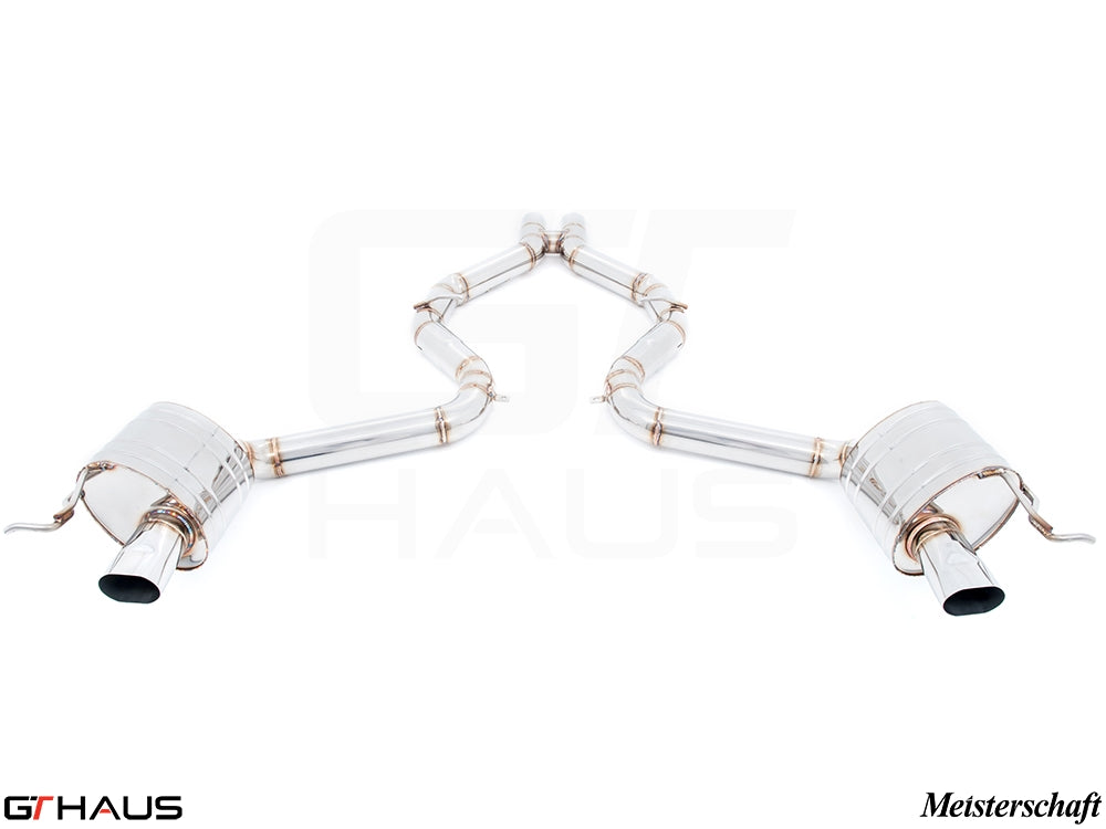 Premium exhaust system for Mercedes-Benz R231 SL-Class SL400 V6 Turbo, featuring stainless steel construction and dual tips.