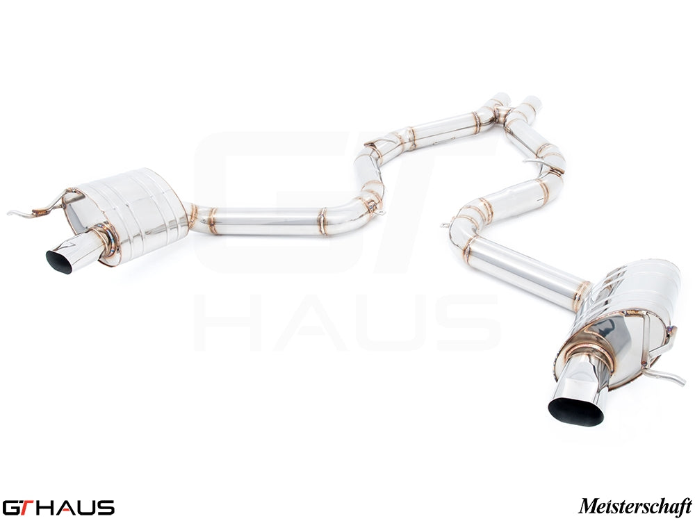Premium exhaust system for Mercedes-Benz R231 SL-Class SL500/550, featuring stainless steel construction and dual tips.