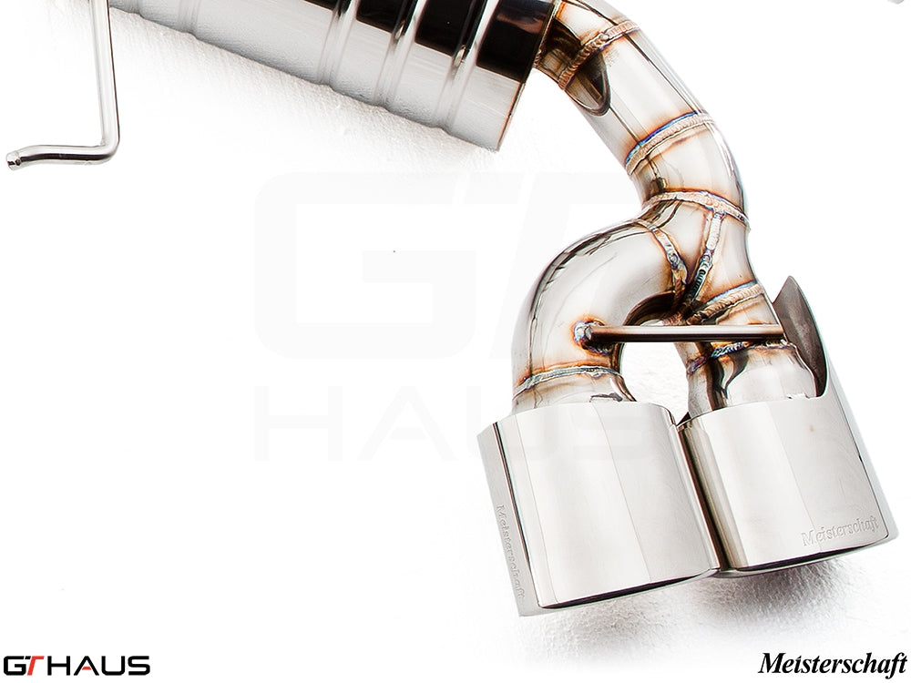 Premium exhaust system for Mercedes-Benz W164 ML63 AMG, featuring polished stainless steel and precision welding.