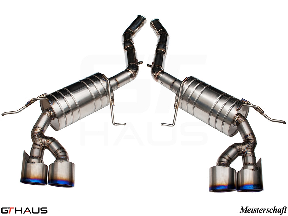 Premium performance exhaust system for Mercedes-Benz W164 ML63 AMG, featuring stainless steel construction and dual tips.