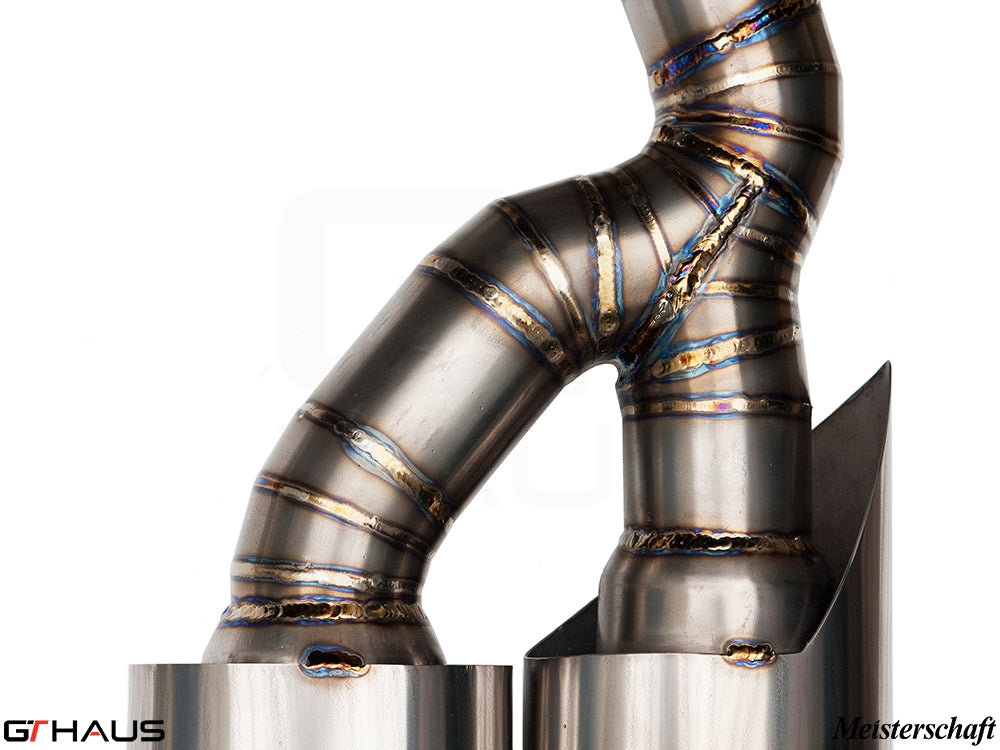 Premium performance exhaust system for Mercedes-Benz W164 ML63 AMG, showcasing high-quality stainless steel craftsmanship.