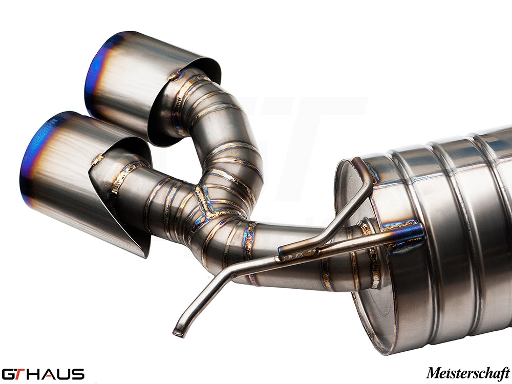 Premium exhaust system for Mercedes-Benz W164 ML63 AMG, featuring polished stainless steel and dual tips for enhanced performance.