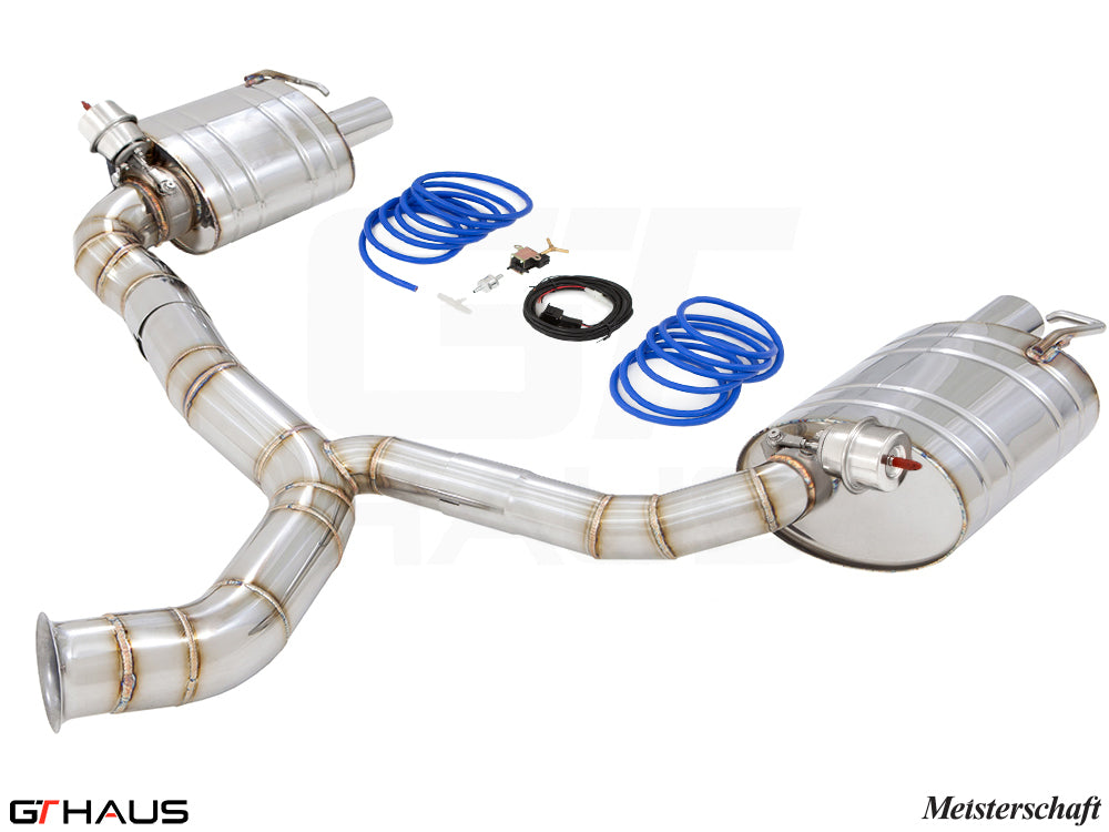Premium exhaust system for Mercedes-Benz W205 C-Sedan C400/450/43 AMG, featuring stainless steel construction and electronic valve control.