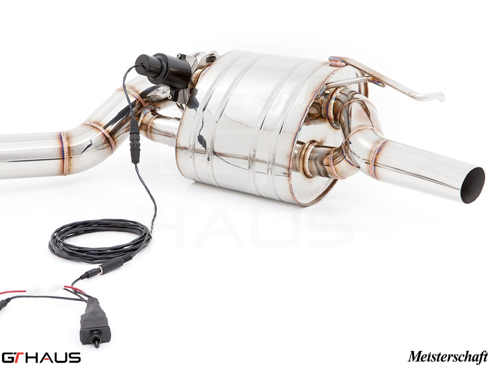 Premium stainless steel exhaust system for Mercedes-Benz W212 E-Class E350/E400 models, featuring electronic valve control.