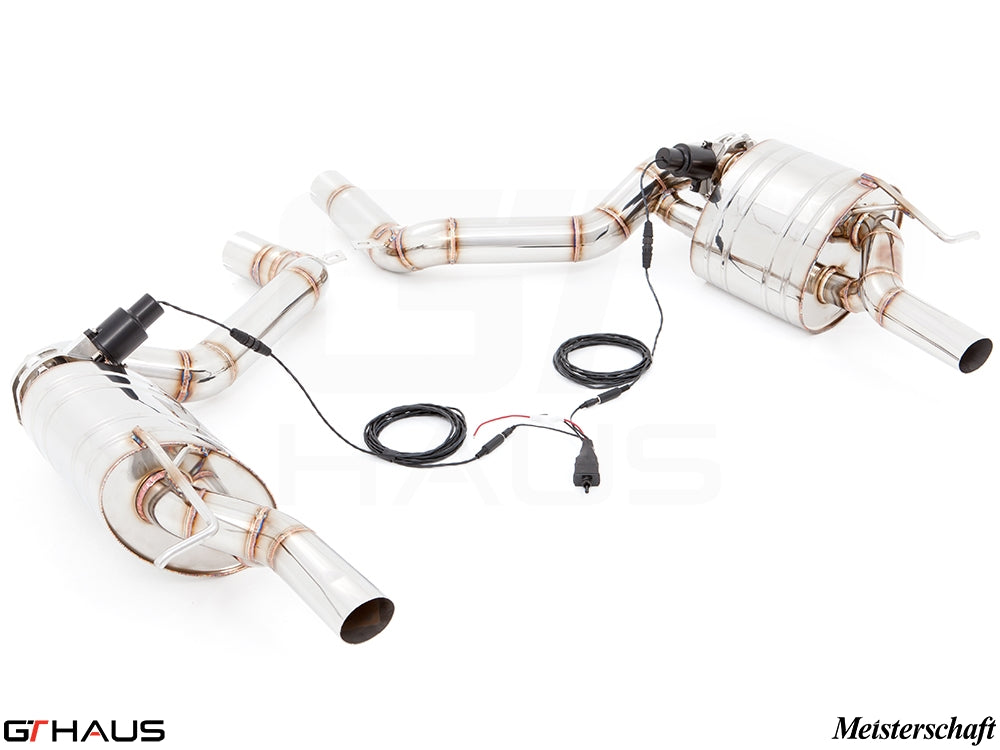 Premium exhaust system for Mercedes-Benz W212 E-Class E550 V8, featuring stainless steel construction and electronic valve control.